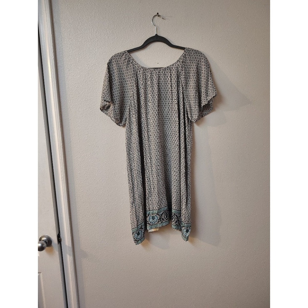 Umgee‎ USA Boho Geometric Print Embroidered Tunic Dress Turquoise Medium - Picture 3 of 3